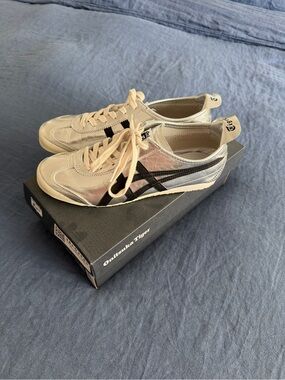 Onitsuka Tiger by Asics Metallic Silver and Black Mexico 66 Sneakers